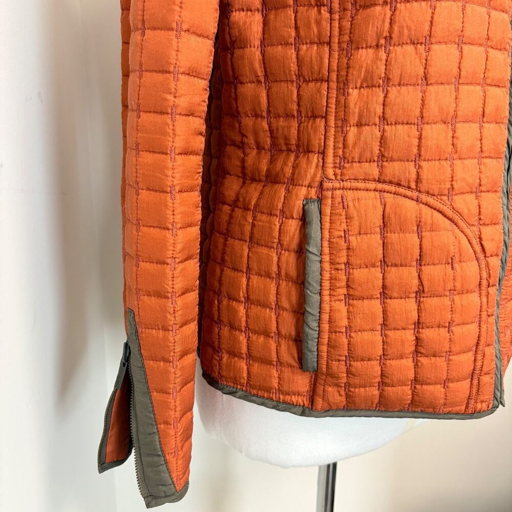 Oleg Cassini Reversible Quilted Silk Jacket Olive Green Burnt Orange Medium - Picture 11 of 16